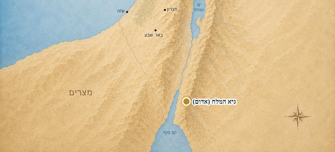 גיא המלח (אדום) על המפה